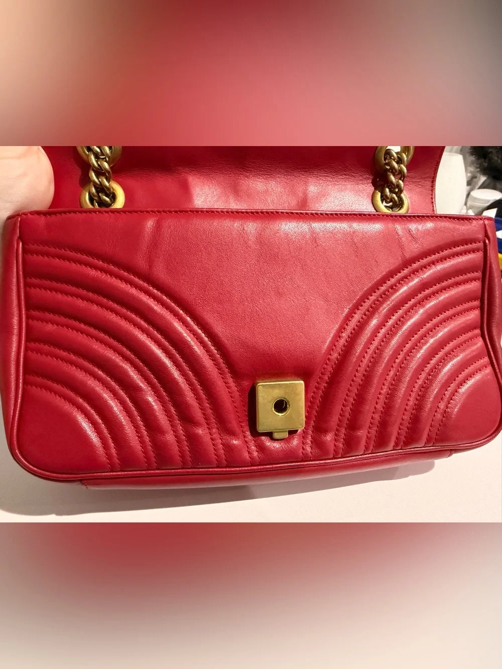 Gucci GG Marmont Small Matelassé Shoulder Bag – Red Leather